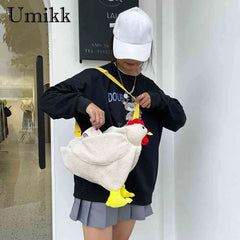 Hen Shape Plush Bag Chicken Shoulder Work Travel Satchel for Women