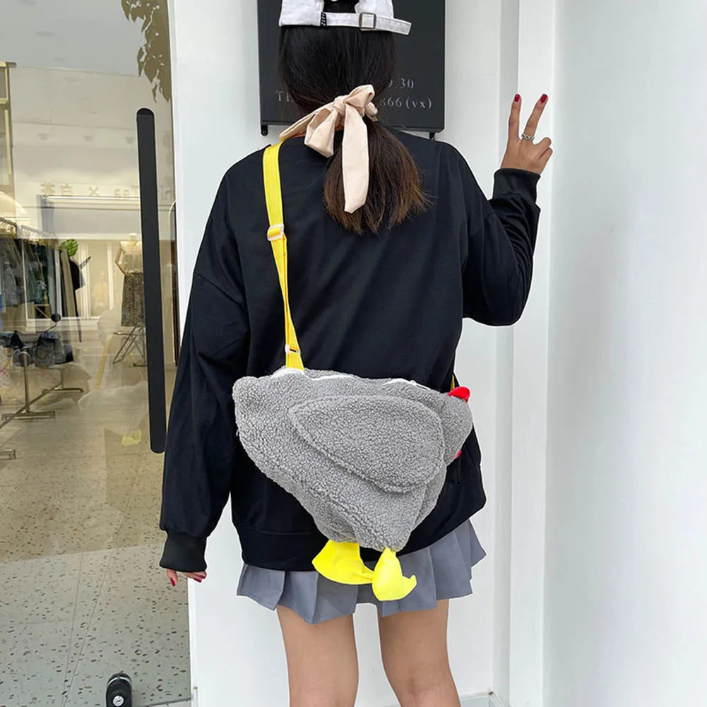 Hen Shape Plush Bag Chicken Shoulder Work Travel Satchel for Women