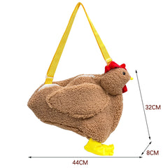Hen Shape Plush Bag Chicken Shoulder Work Travel Satchel for Women