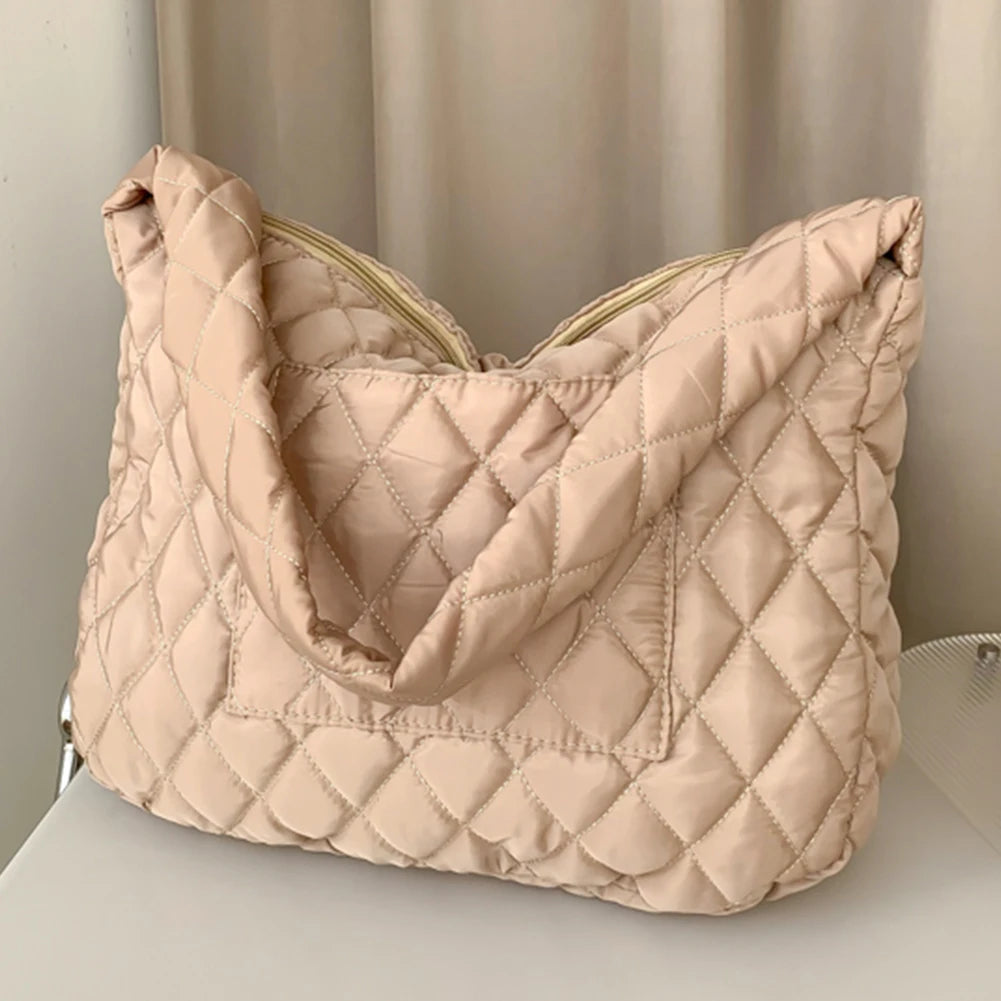 Women Cotton-padded Rhombic Lattice Crossbody Bag Large Capacity
