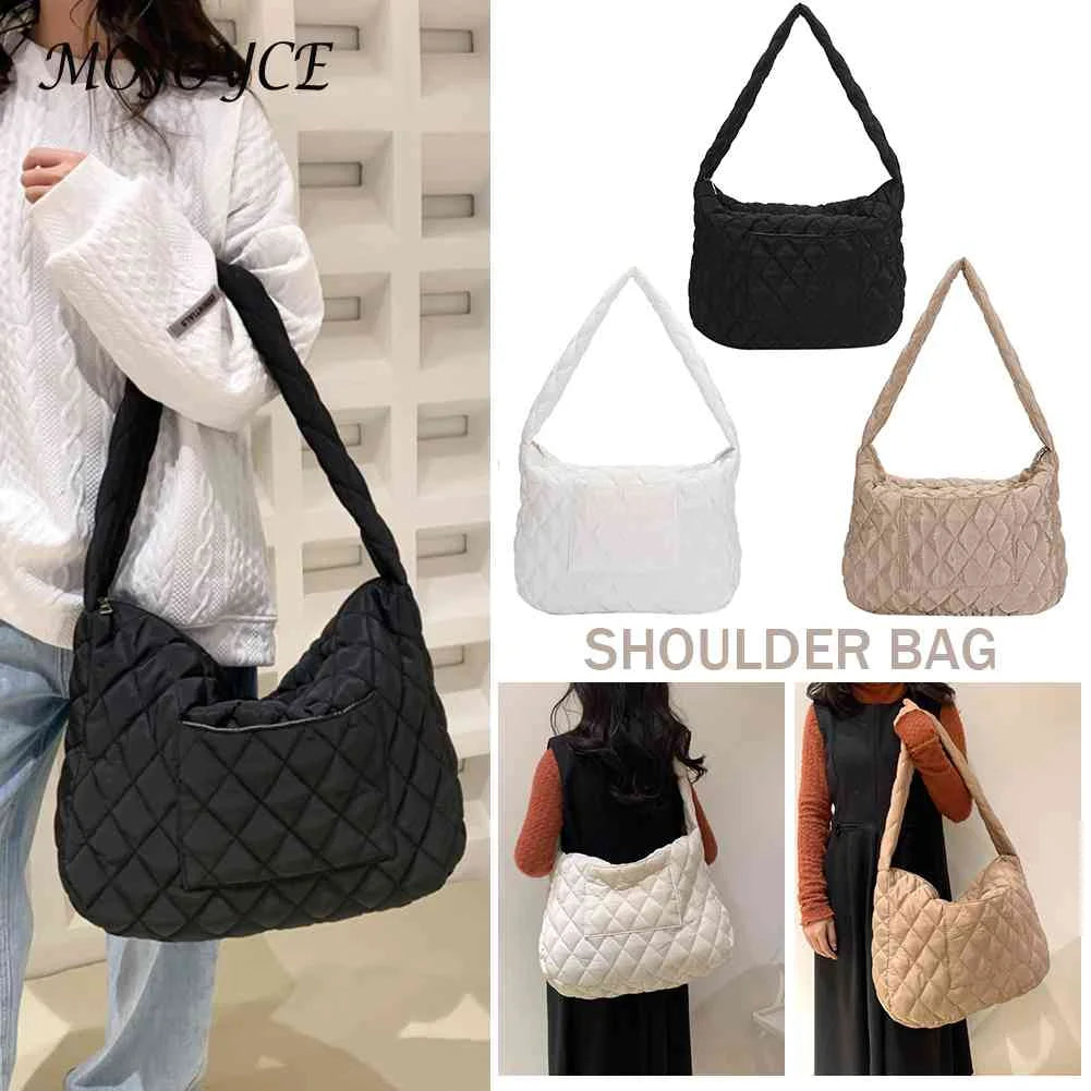 Women Cotton-padded Rhombic Lattice Crossbody Bag Large Capacity