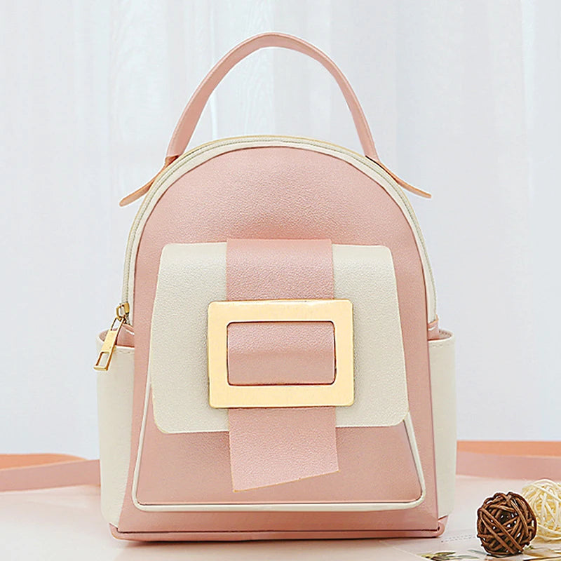Mini Soft Leather Backpack for Women Multi-Function Small Shoulder Bag