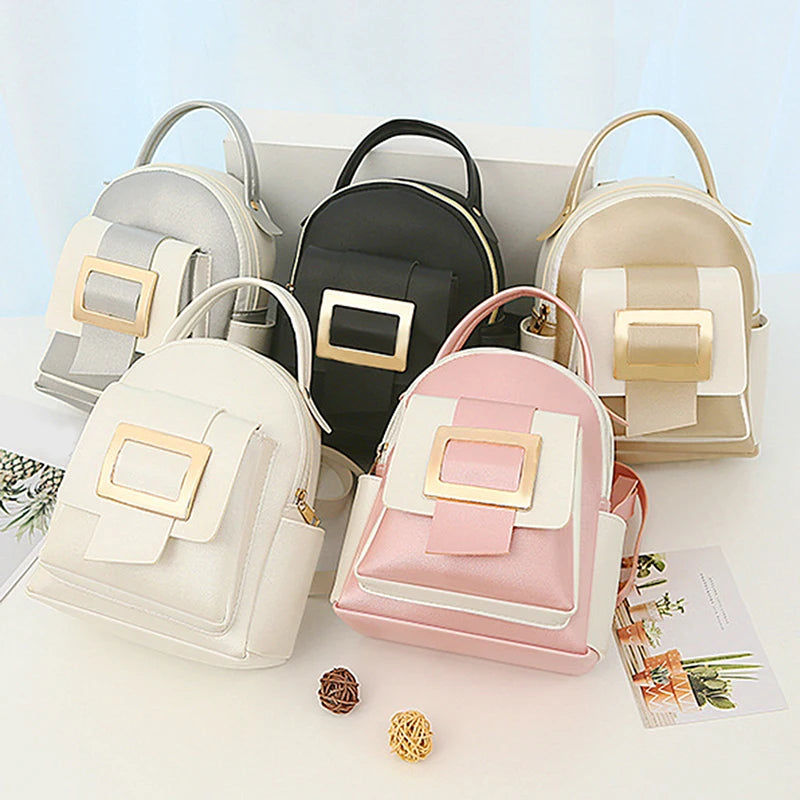 Mini Soft Leather Backpack for Women Multi-Function Small Shoulder Bag