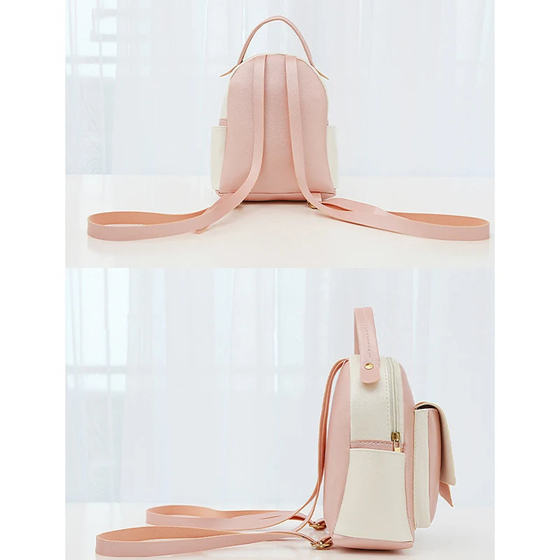 Mini Soft Leather Backpack for Women Multi-Function Small Shoulder Bag