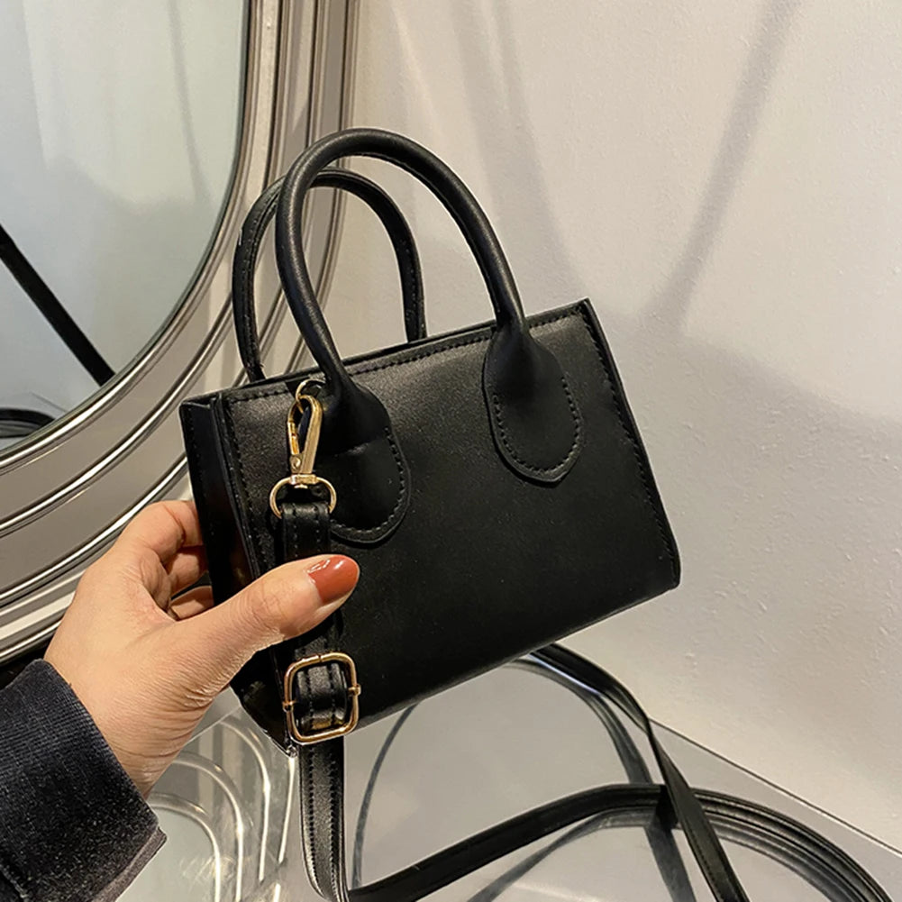 Women Leather Mini Shoulder Messenger Bag Top-handle Handbag Tote Phone Holder