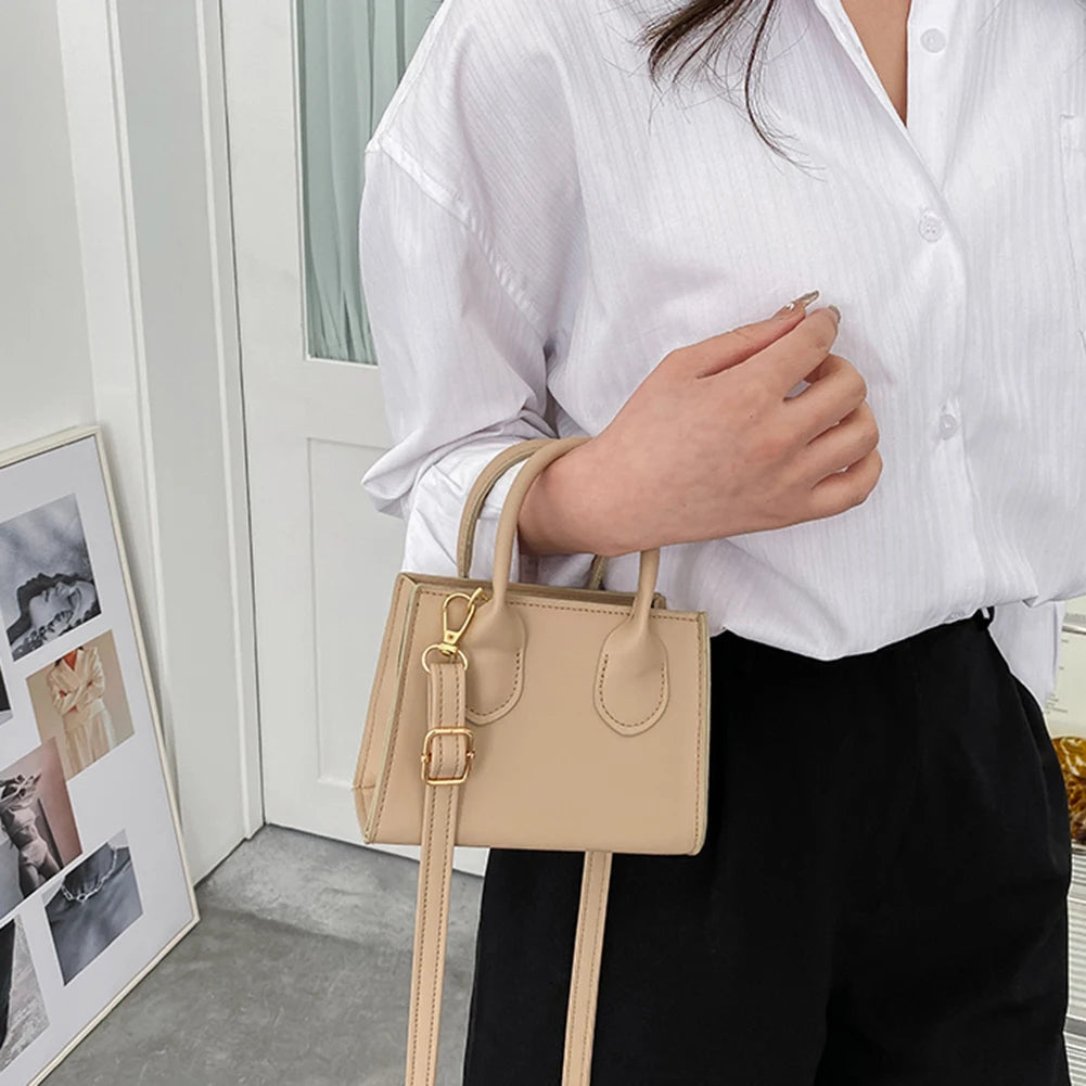 Women Leather Mini Shoulder Messenger Bag Top-handle Handbag Tote Phone Holder