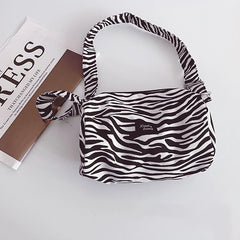 Leopard Print Shoulder Bucket Bag Underarm Canvas Tote Small Purse