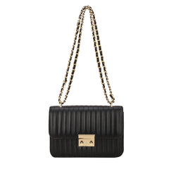 Women Lines Embroidery PU Leather Shoulder Messenger Bag Casual Chain Small Hand