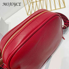Women Messenger Bag Tassel Handbags PU Leather Wide Strap Casual Solid