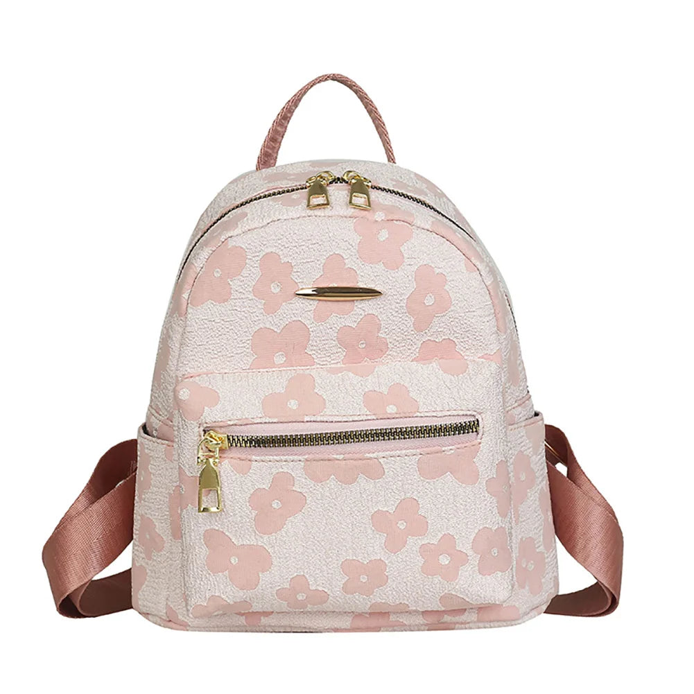 Flower Print Mini Backpack for Girls Canvas School Bag