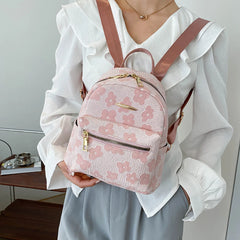 Flower Print Mini Backpack for Girls Canvas School Bag