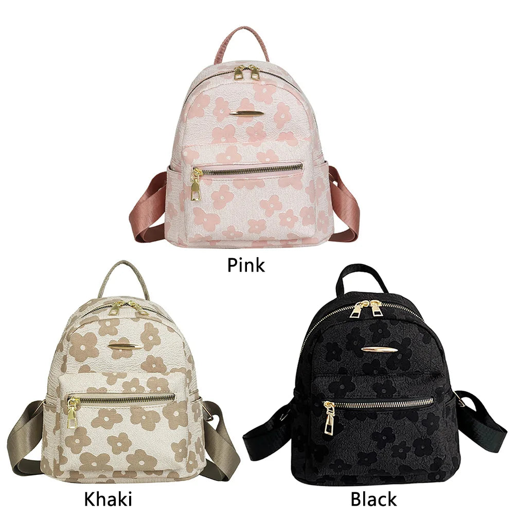 Flower Print Mini Backpack for Girls Canvas School Bag