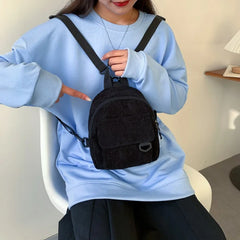 Women Mini Backpack Corduroy Small Backpacks Casual Student Bookbags