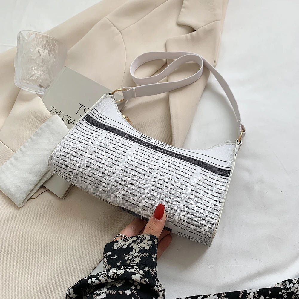 Women PU Leather Shoulder Bag Printing Underarm