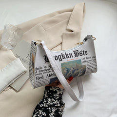 Women PU Leather Shoulder Bag Printing Underarm