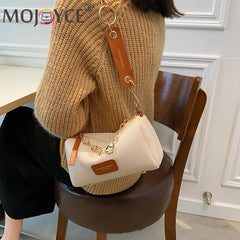 Women PU Leather Shouder Underarm Bags with Metal Chain