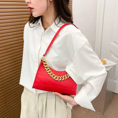 PU Leather Rhombus Shoulder Bag Chain Underarm Zipper Handbags