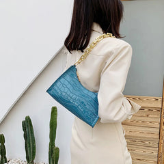 Women PU Leather Shoulder Underarm Bag Retro Ladies Stone Pattern Small Purse Ha
