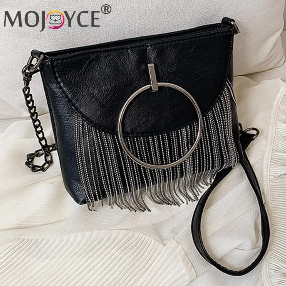 Small Square Shoulder Crossbody Bag with Tassel Flap