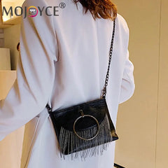 Small Square Shoulder Crossbody Bag with Tassel Flap