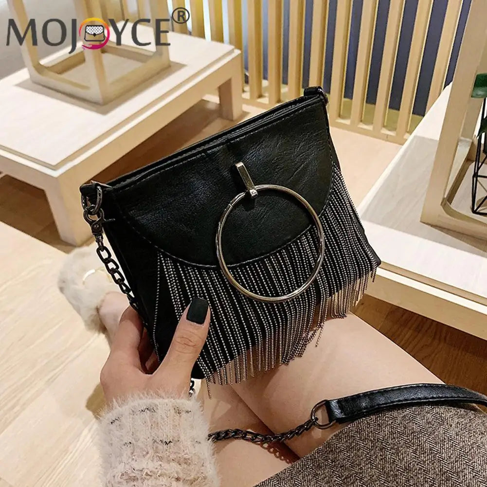 Small Square Shoulder Crossbody Bag with Tassel Flap