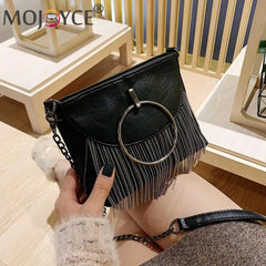 Small Square Shoulder Crossbody Bag with Tassel Flap
