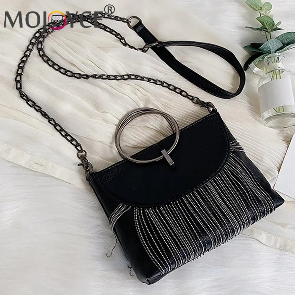 Small Square Shoulder Crossbody Bag with Tassel Flap