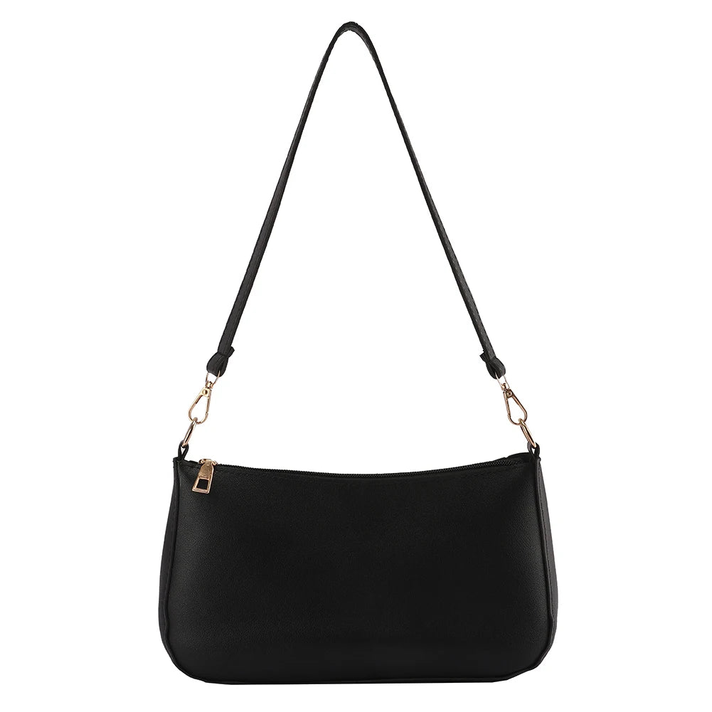 Women PU Shoulder Underarm Bag Casual Solid Small Purse Ladies Handbag