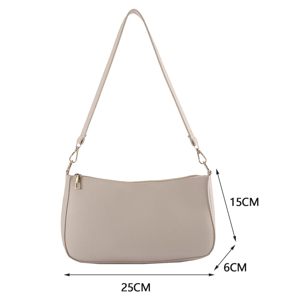 Women PU Shoulder Underarm Bag Casual Solid Small Purse Ladies Handbag