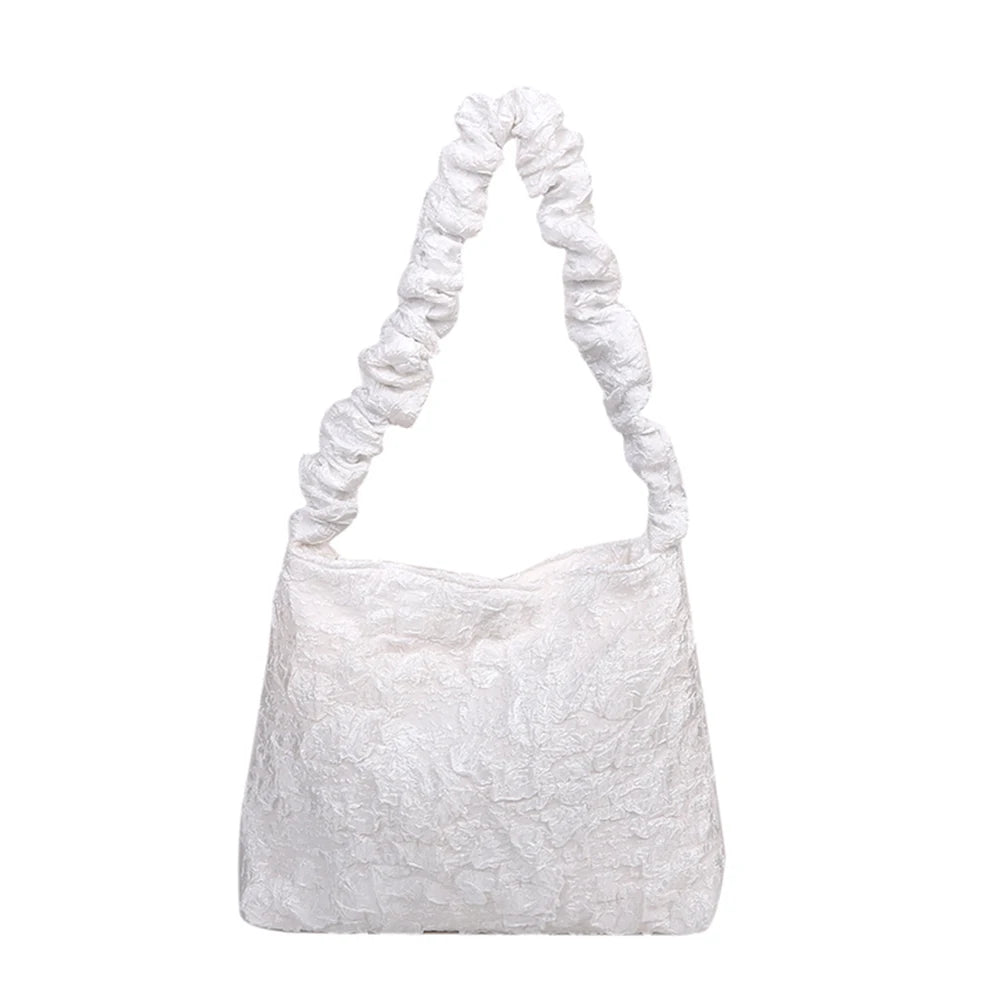 Pleated Shoulder Shopping Bag Large Capacity Tote Handbags