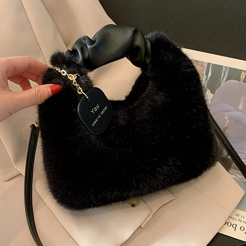Winter Fluffy Handbags Purse Fur Crossbody Bag