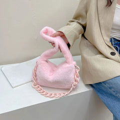 Women Plush Underarm Bags Soft Fluffy Casual Shoulder Bag