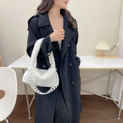 Women Plush Underarm Bags Soft Fluffy Casual Shoulder Bag