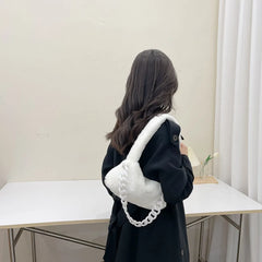 Women Plush Underarm Bags Soft Fluffy Casual Shoulder Bag