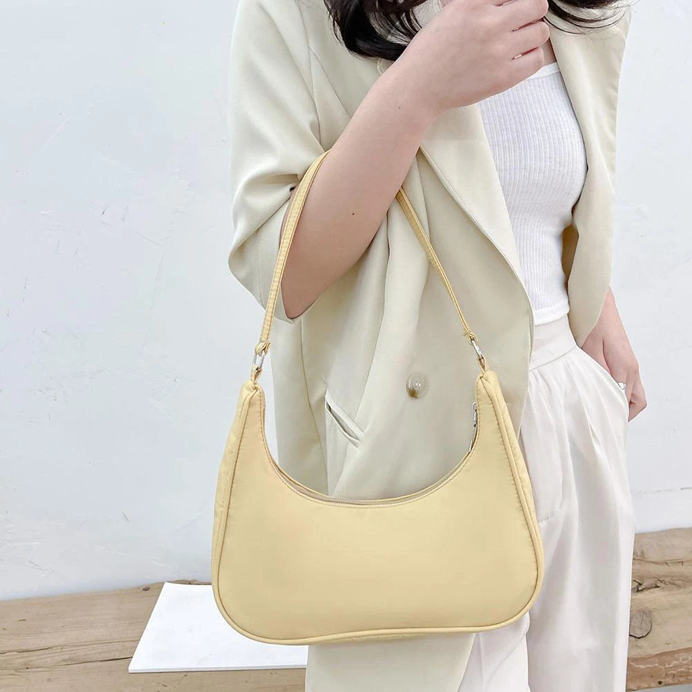 Women Pure Shoulder Underarm Hobos Bags Casual Ladies Zipper Small Purse