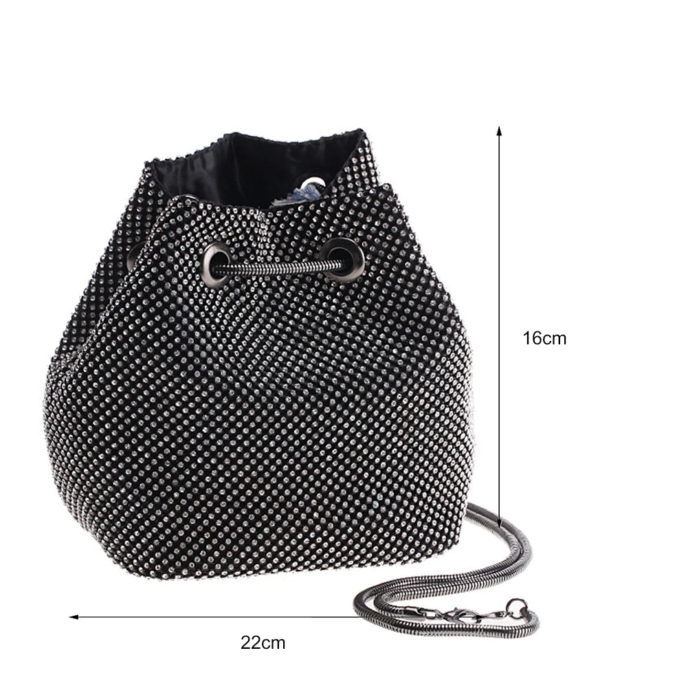 Rhinestone Bucket Shoulder Bag Sequin Diamond Evening Party Purse