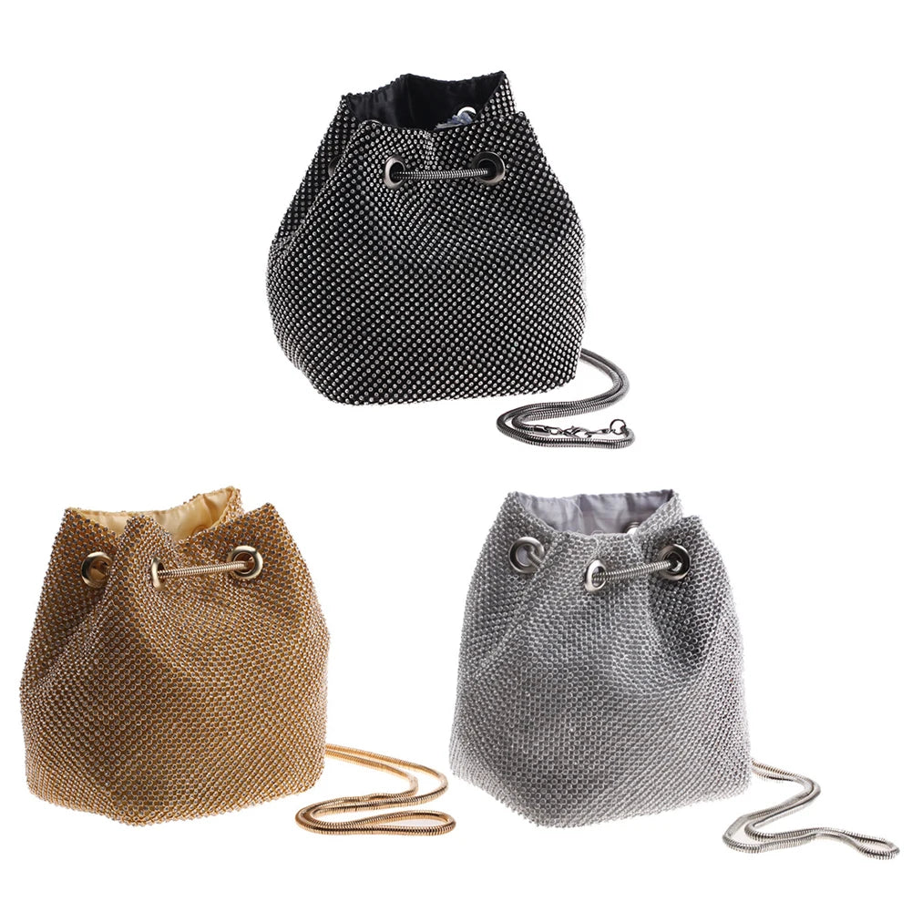Rhinestone Bucket Shoulder Bag Sequin Diamond Evening Party Purse