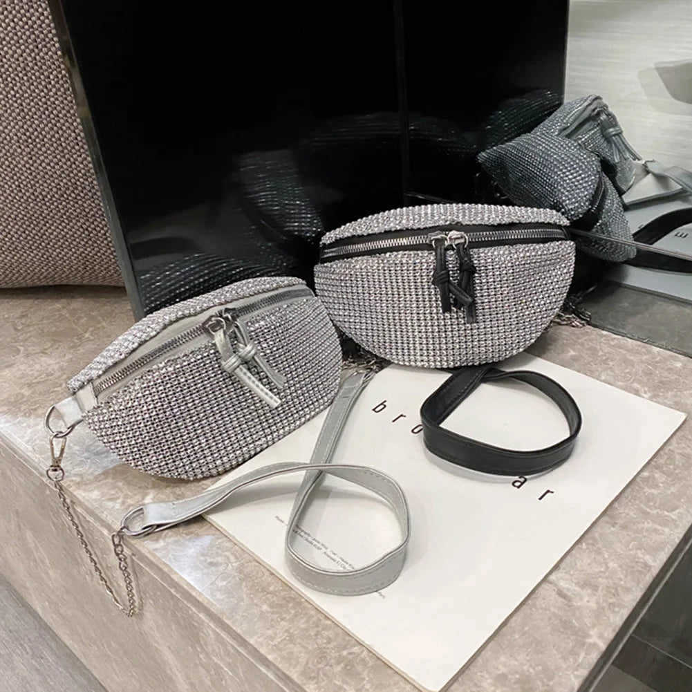 Bling Rhinestone Waist Bag Fanny Pack Crossbody Pouch