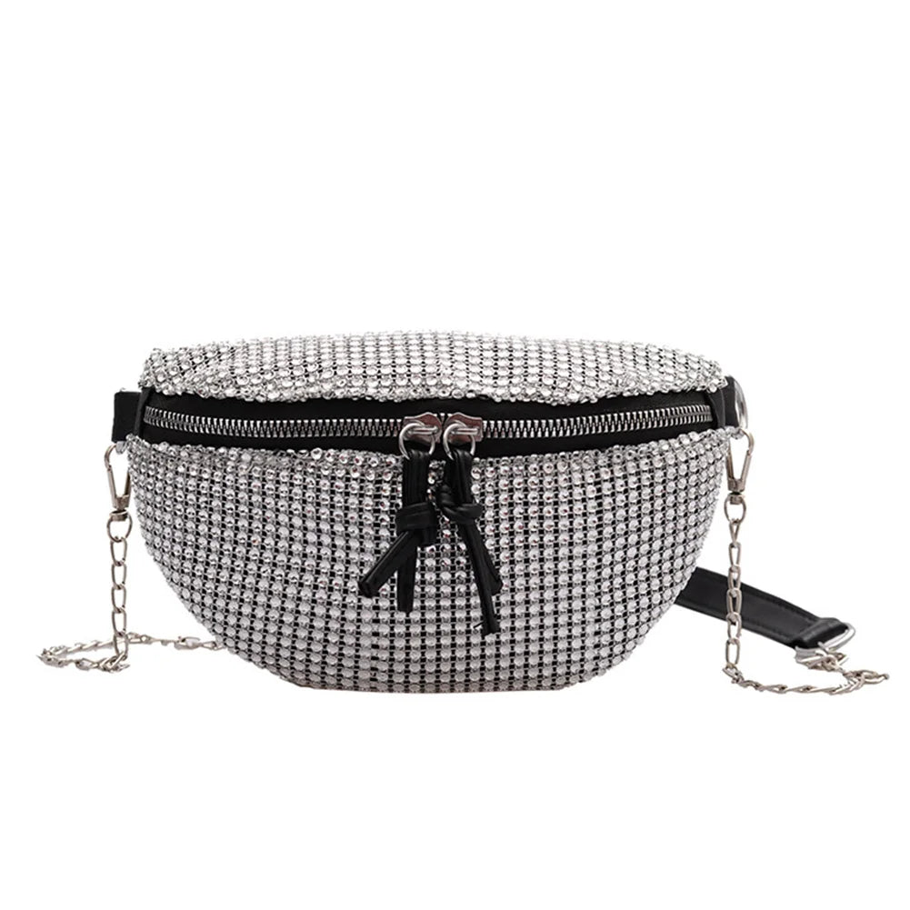 Rhinestone Waist Bag Fanny Chest Pack Bling Chain Crossbody Pouch