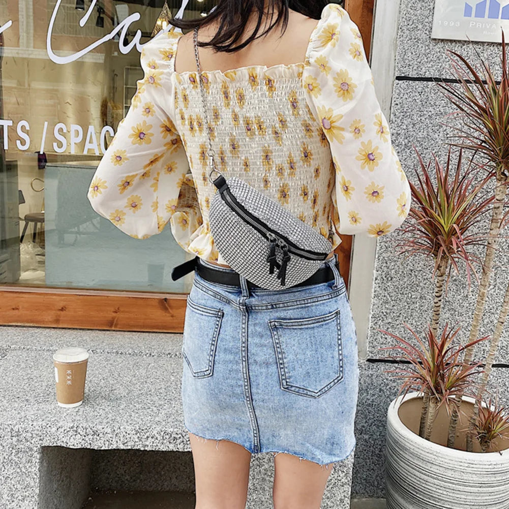 Bling Rhinestone Waist Bag Fanny Pack Crossbody Pouch