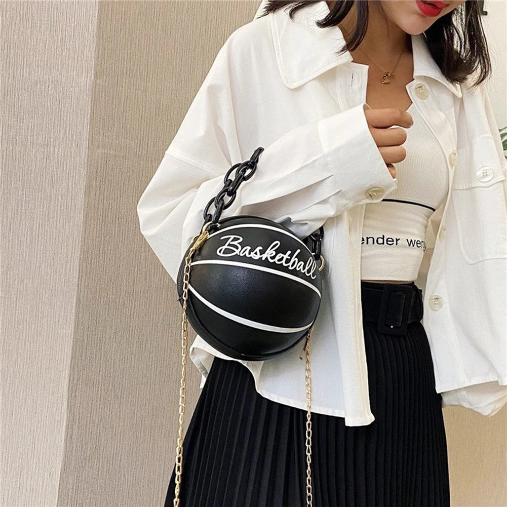 Basketball Shaped Women's Crossbody Handbag Classic Vintage Totes