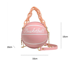 Basketball Shaped Women's Crossbody Handbag Classic Vintage Totes