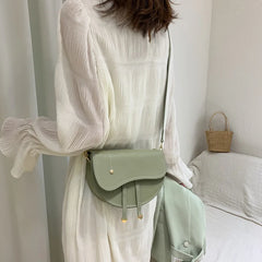Women Saddle Bag One Strap PU Leather Handbag Hasp Shoulder Messenger Bag
