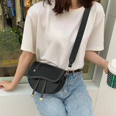 Women Saddle Bag One Strap PU Leather Handbag Hasp Shoulder Messenger Bag