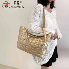 Solid Cotton Padded Shoulder Bags for Women