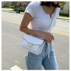 Braided Shoulder Strap Crossbody Bag PU Leather Small Square Bag