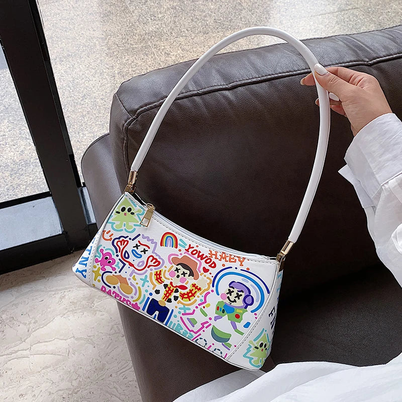 Printed PU Leather Small Shoulder Bag for Women