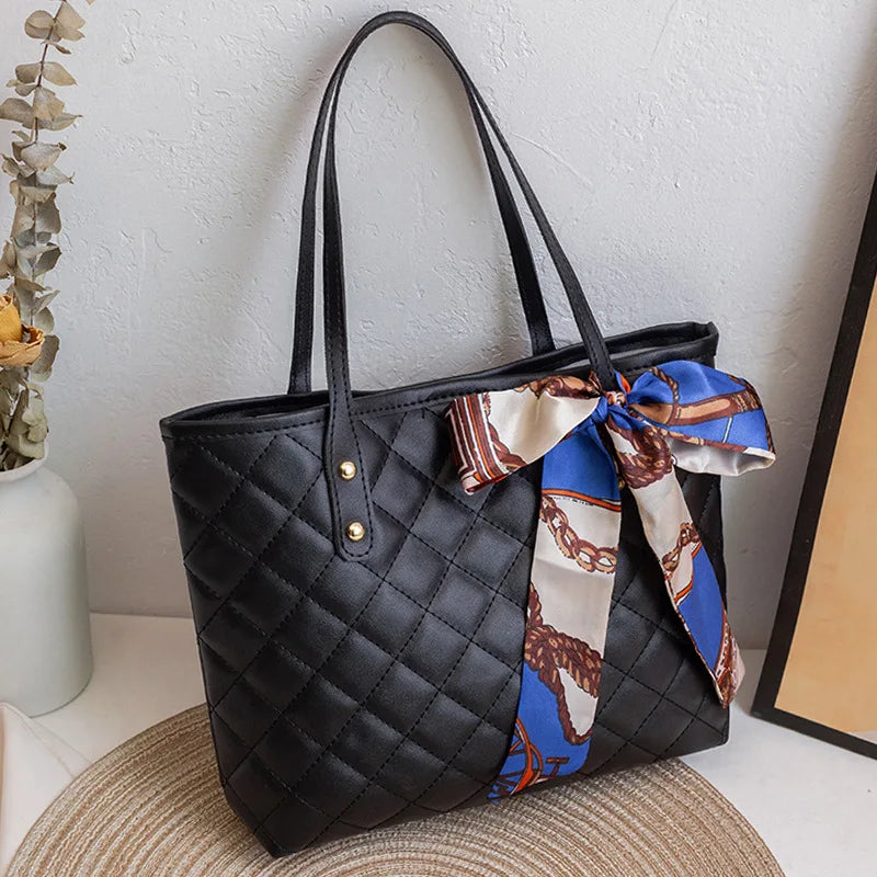 Women Shoulder Bag Rhombic Embroidery Handbag