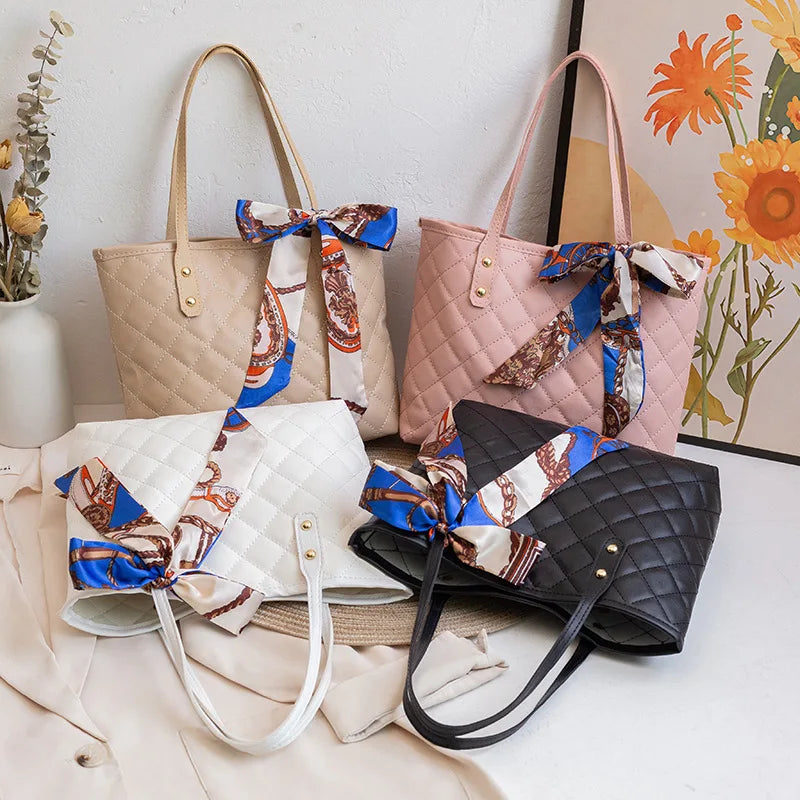 Women Shoulder Bag Rhombic Embroidery Handbag