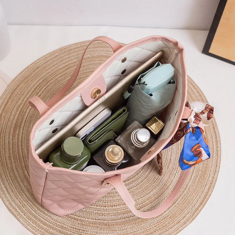Women Shoulder Bag Rhombic Embroidery Handbag